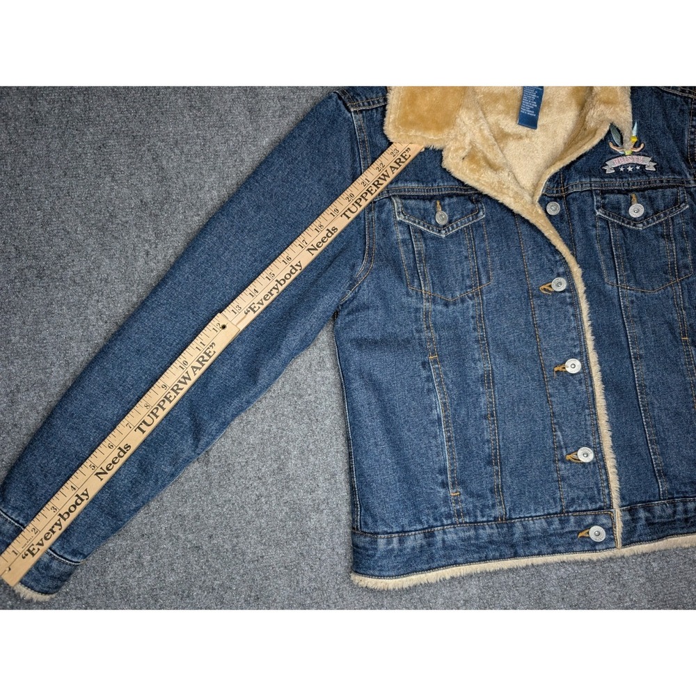 Disney Tinkerbell Denim Jacket Womens Medium Feisty Fairy Heavy Sherpa Lined - Picture 13 of 13